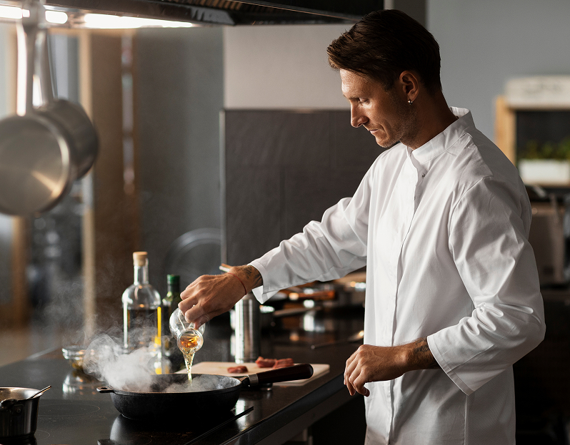 view chef working kitchen